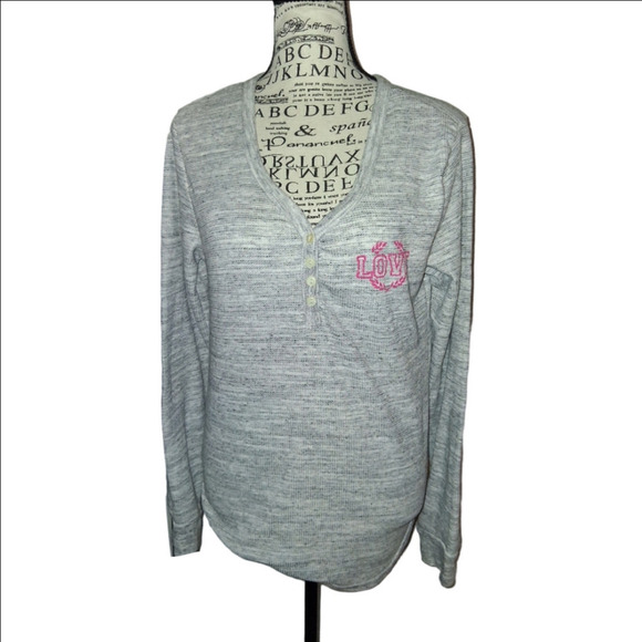 Bobbie Brooks Other - Bobbie Brooks Gray Sleepwear Top Large Pink Logo